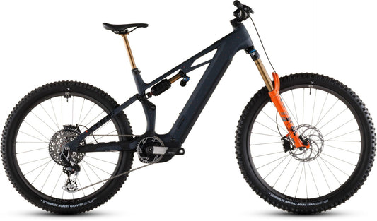 CUBE STEREO HYBRID ONE77 HPC SLT 800 eMTB BIKE 2026 GALAXY' N 'ORANGE