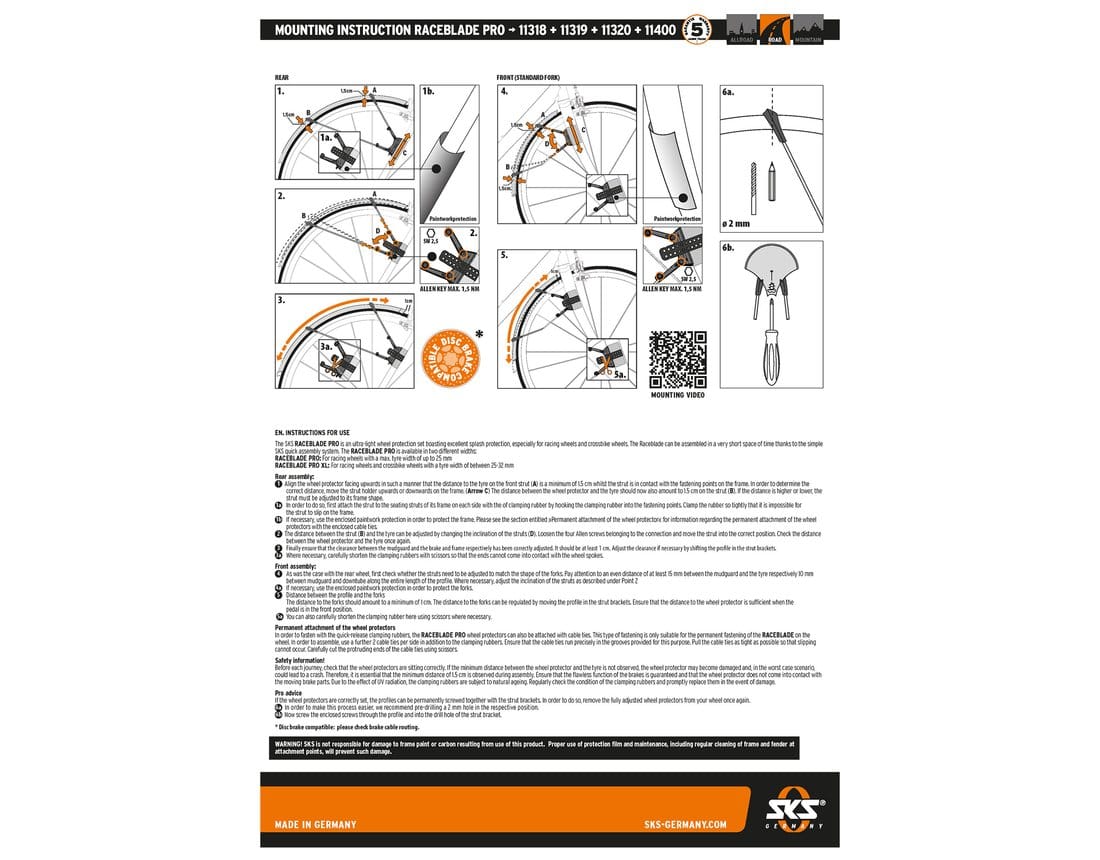 SKS RACEBLADE PRO MUDGUARD SET