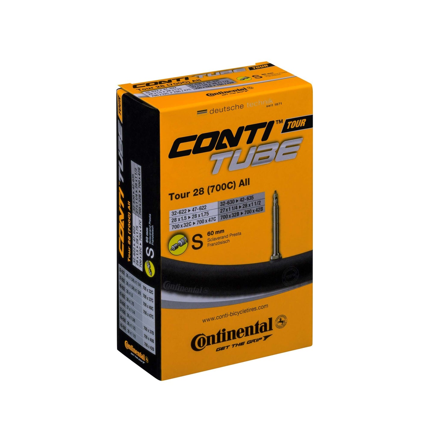 CONTINENTAL TOUR 28 700 x 32-47C 60MM PRESTA VALUE INNER TUBE