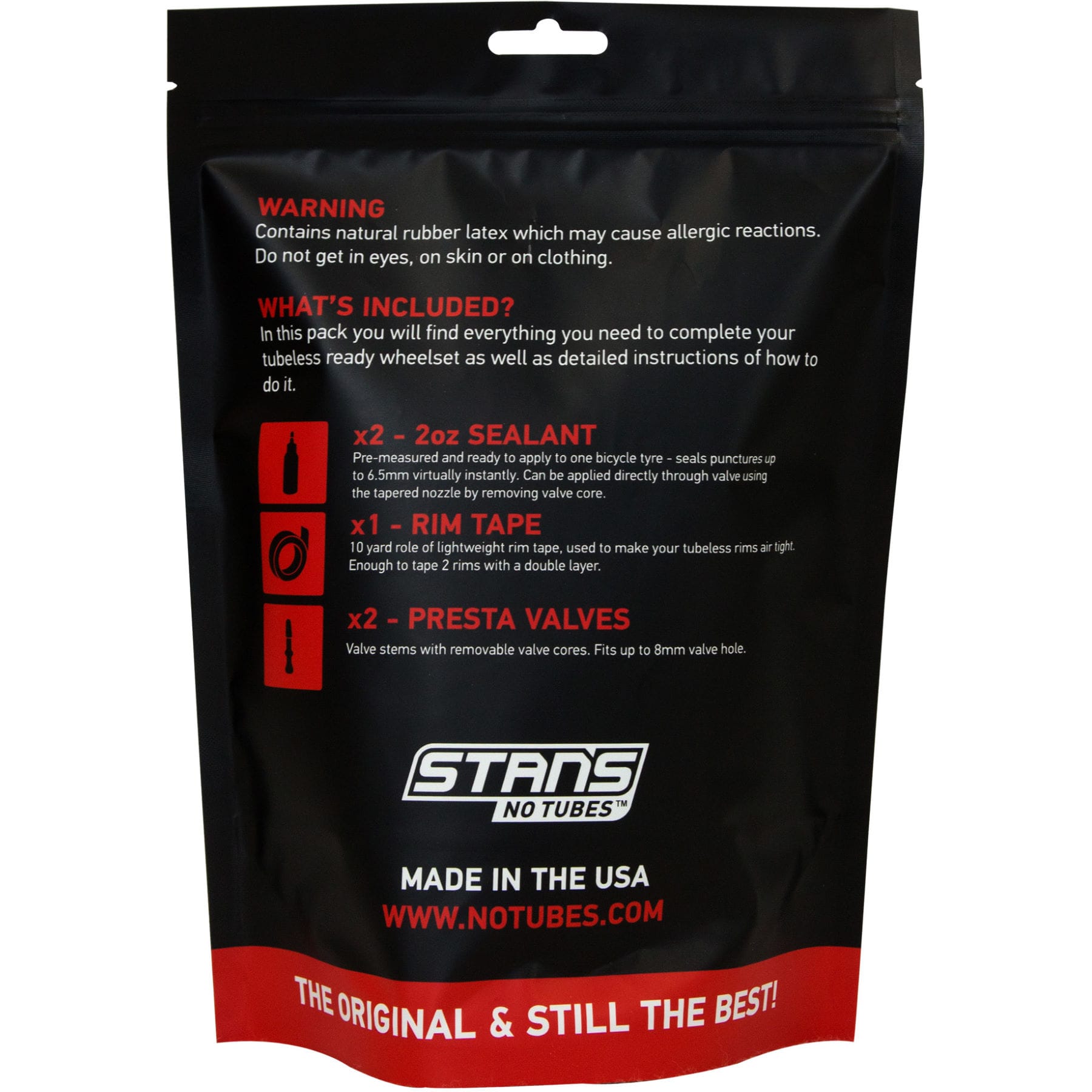 STANS NO TUBES ROAD BIKE TUBELESS KIT PRESTA 44mm VALVE