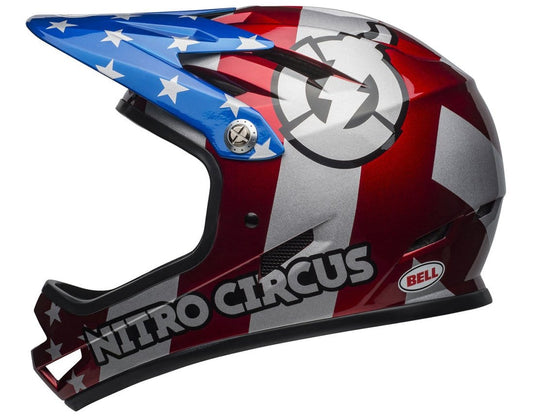 BELL SANCTION NITRO CIRCUS FULL FACE HELMET - GLOSS SILVER/BLUE/RED