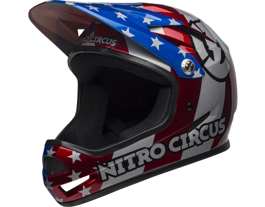 BELL SANCTION NITRO CIRCUS FULL FACE HELMET - GLOSS SILVER/BLUE/RED