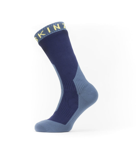 SEALSKINZ WATERPROOF EXTREME COLD WEATHER MID LENGTH SOCK - NAVY BLUE/YELLOW