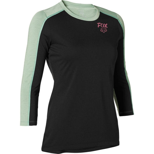 FOX WOMENS RANGER DRIRELEASE ¾ SLEEVE JERSEY - BLACK/GREEN