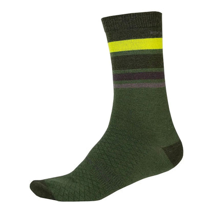 ENDURA BAABAA MERINO STRIPE SOCK - FOREST GREEN