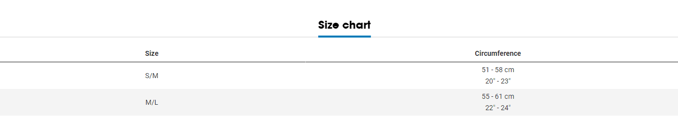 Bontrager helmet size deals chart