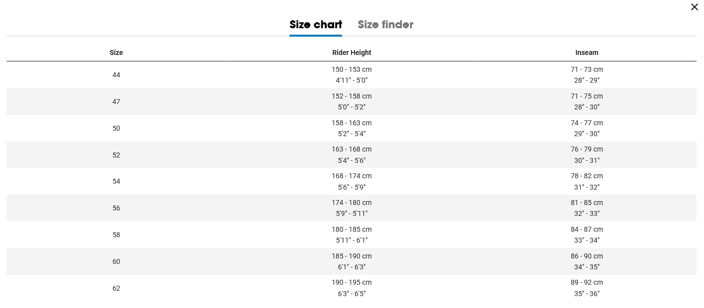 Trek domane sl6 best sale size chart