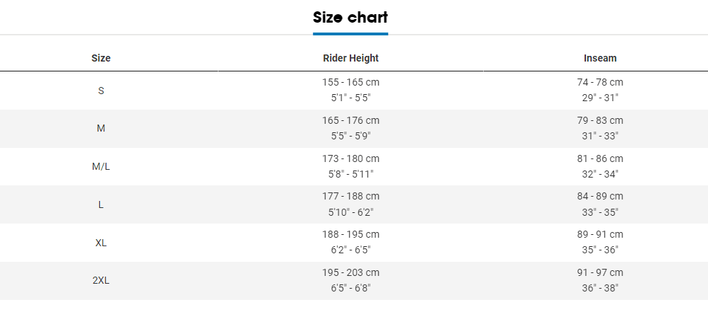 Trek top sales fuel size chart