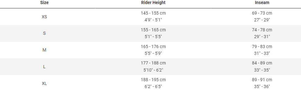 Trek powerfly size guide hotsell