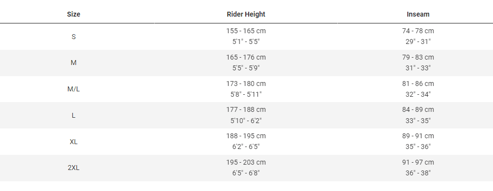 Trek top best sale fuel size chart