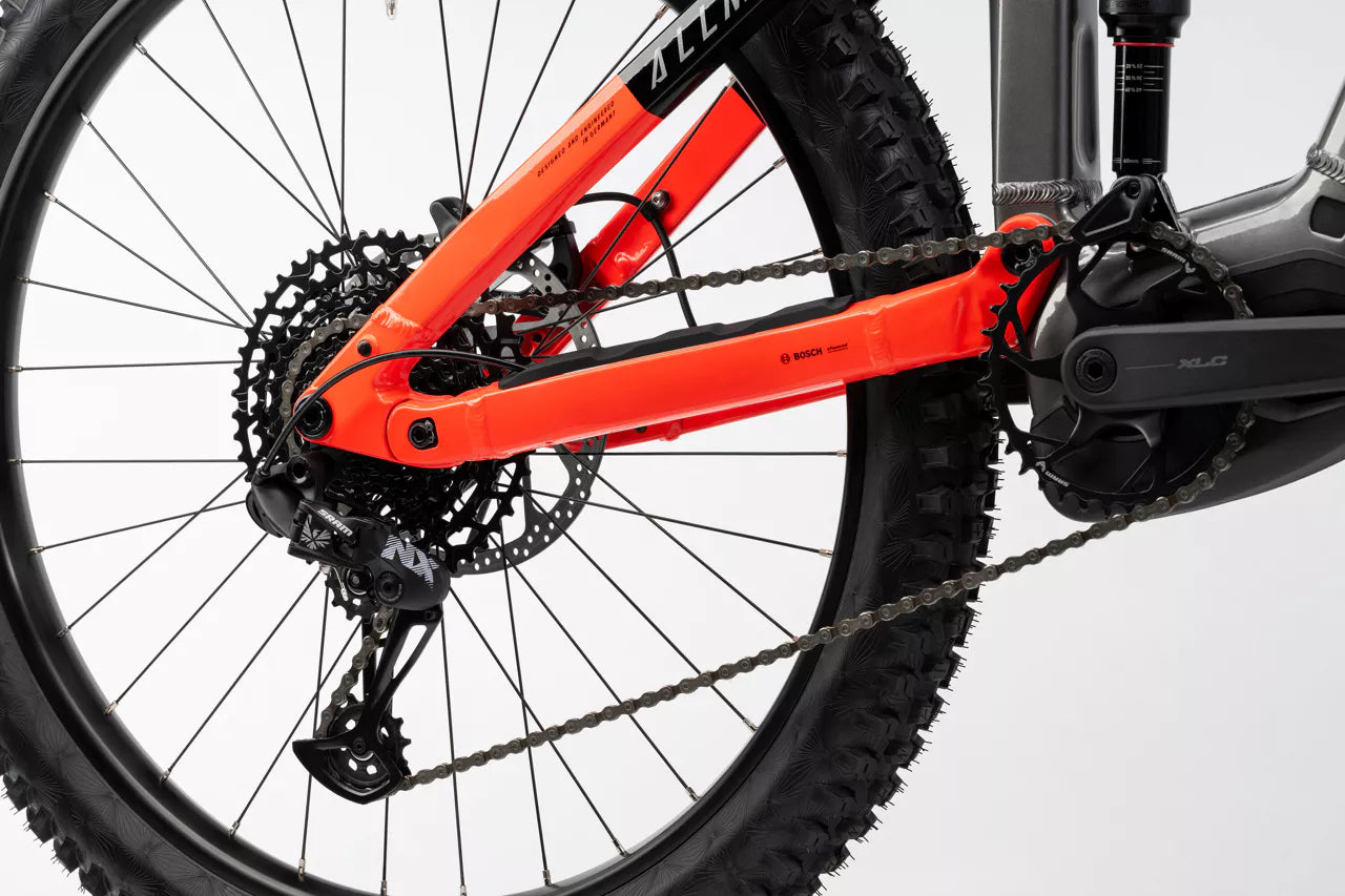 HAIBIKE ALLMTN 4 FULL SUSPENSION eMTB BIKE 2025 GLOSSY SILVER/RED/BLACK