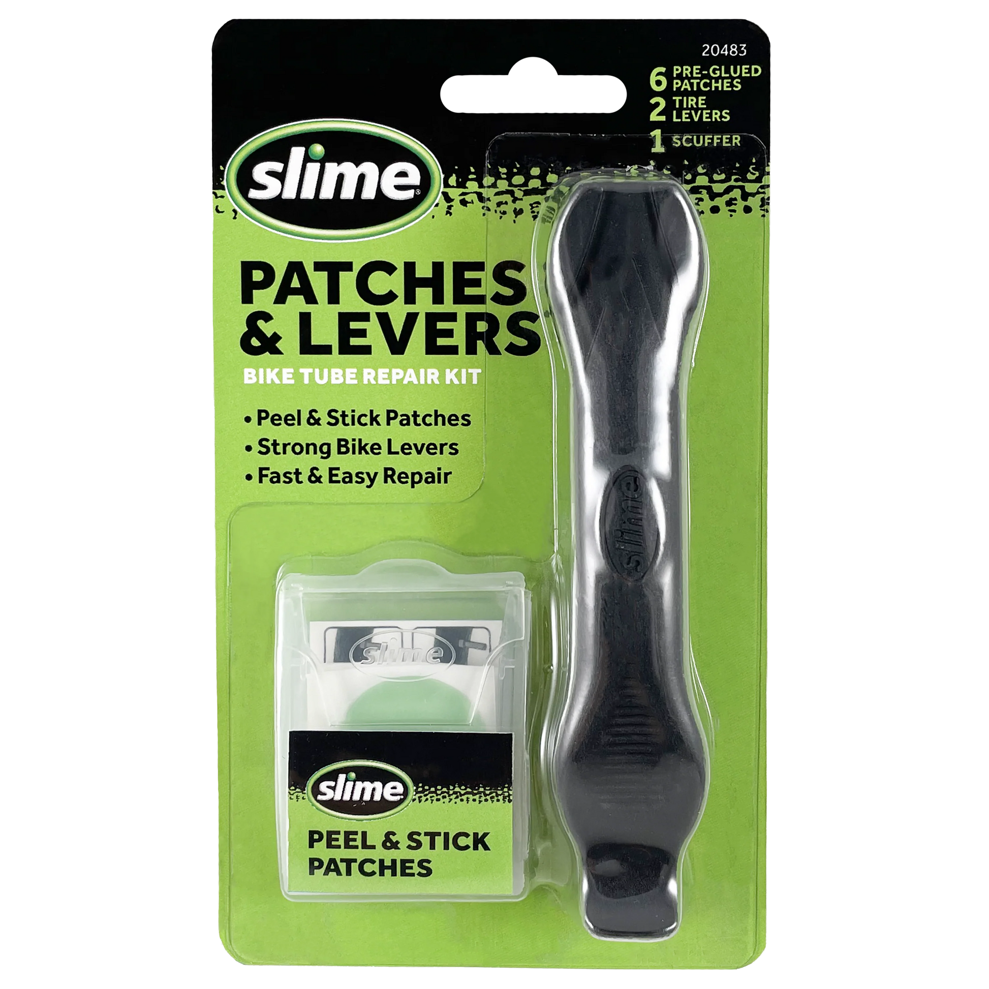 SLIME PEEL & STICK BICYCLE TUBE REPAIR PATCHED + LEVERS