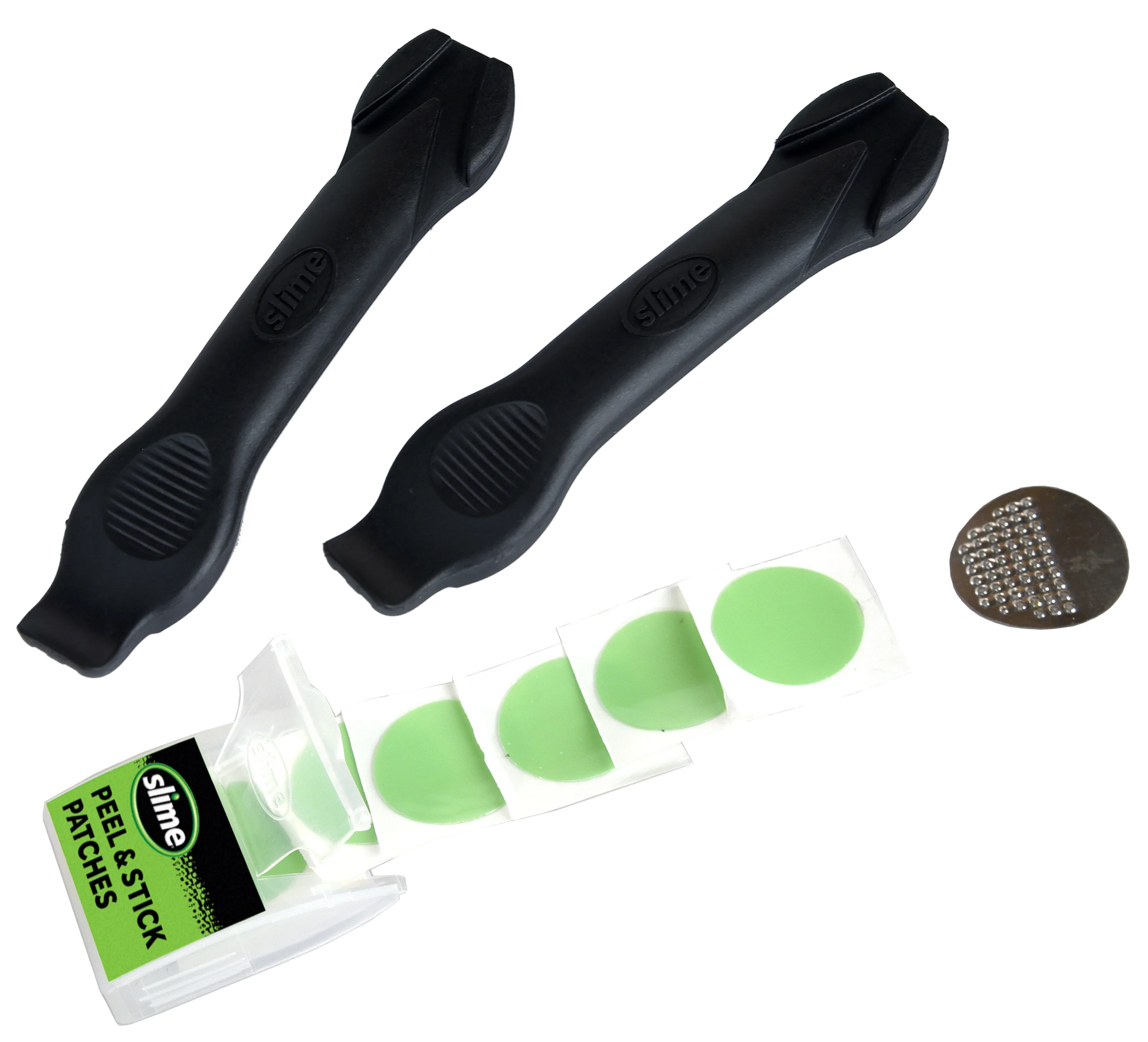 SLIME PEEL & STICK BICYCLE TUBE REPAIR PATCHED + LEVERS