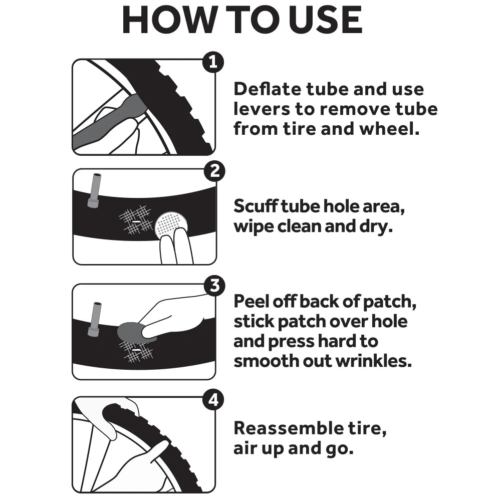 SLIME PEEL & STICK BICYCLE TUBE REPAIR PATCHED + LEVERS
