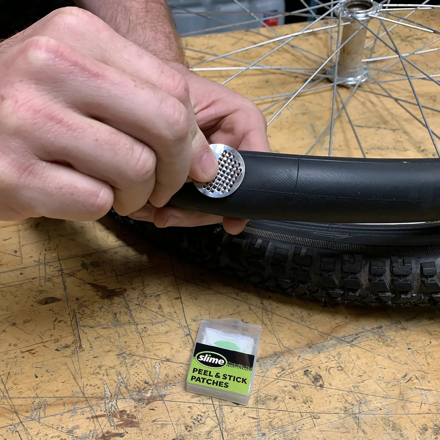 SLIME PEEL & STICK BICYCLE TUBE REPAIR PATCHED + LEVERS