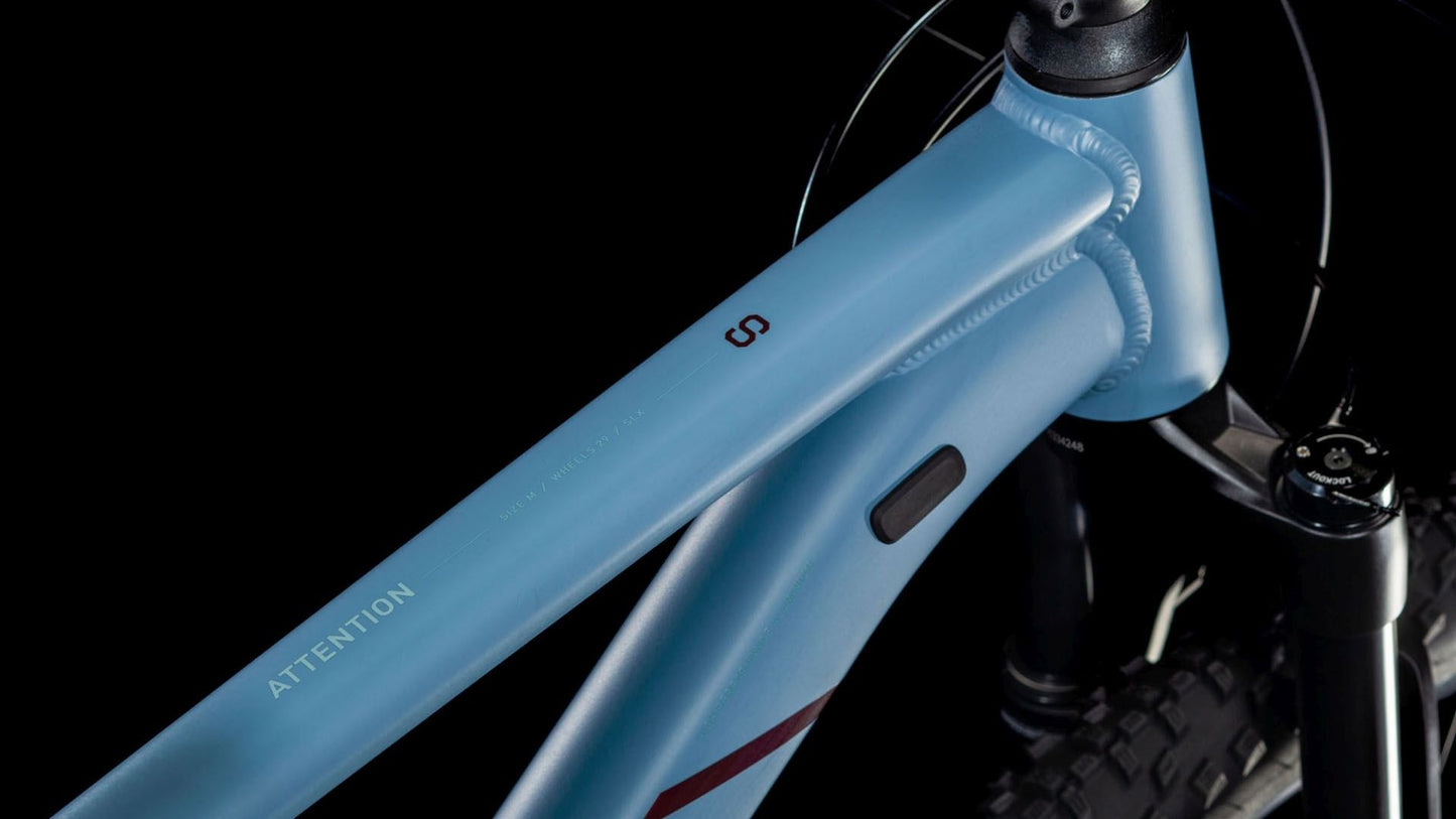 CUBE ATTENTION SLX HARDTAIL MTB BIKE 2025 PIGEONBLUE' N 'RUBYRED