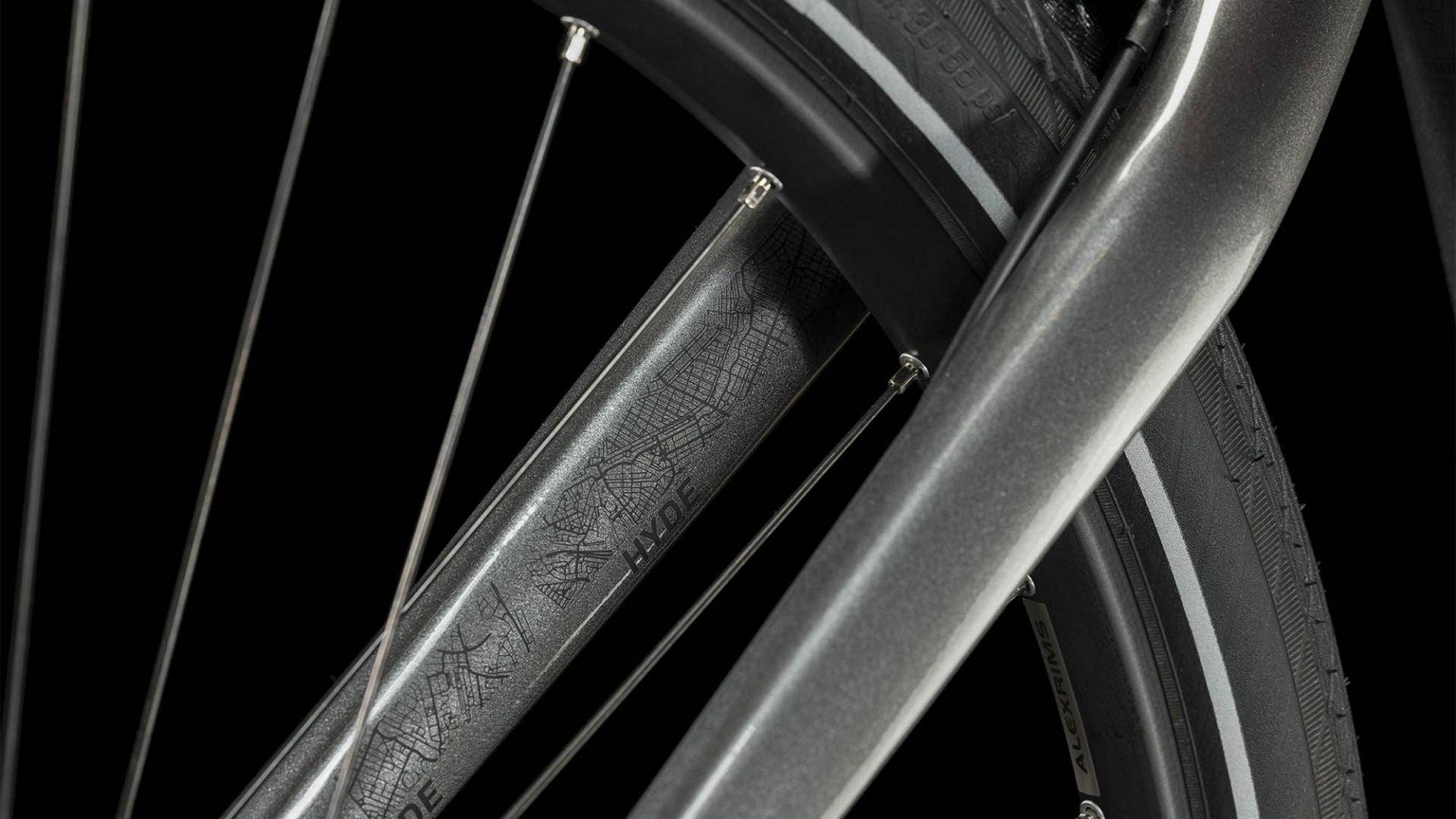 CUBE HYDE CITY BIKE 2023 GRAPHITE 'N' BLACK