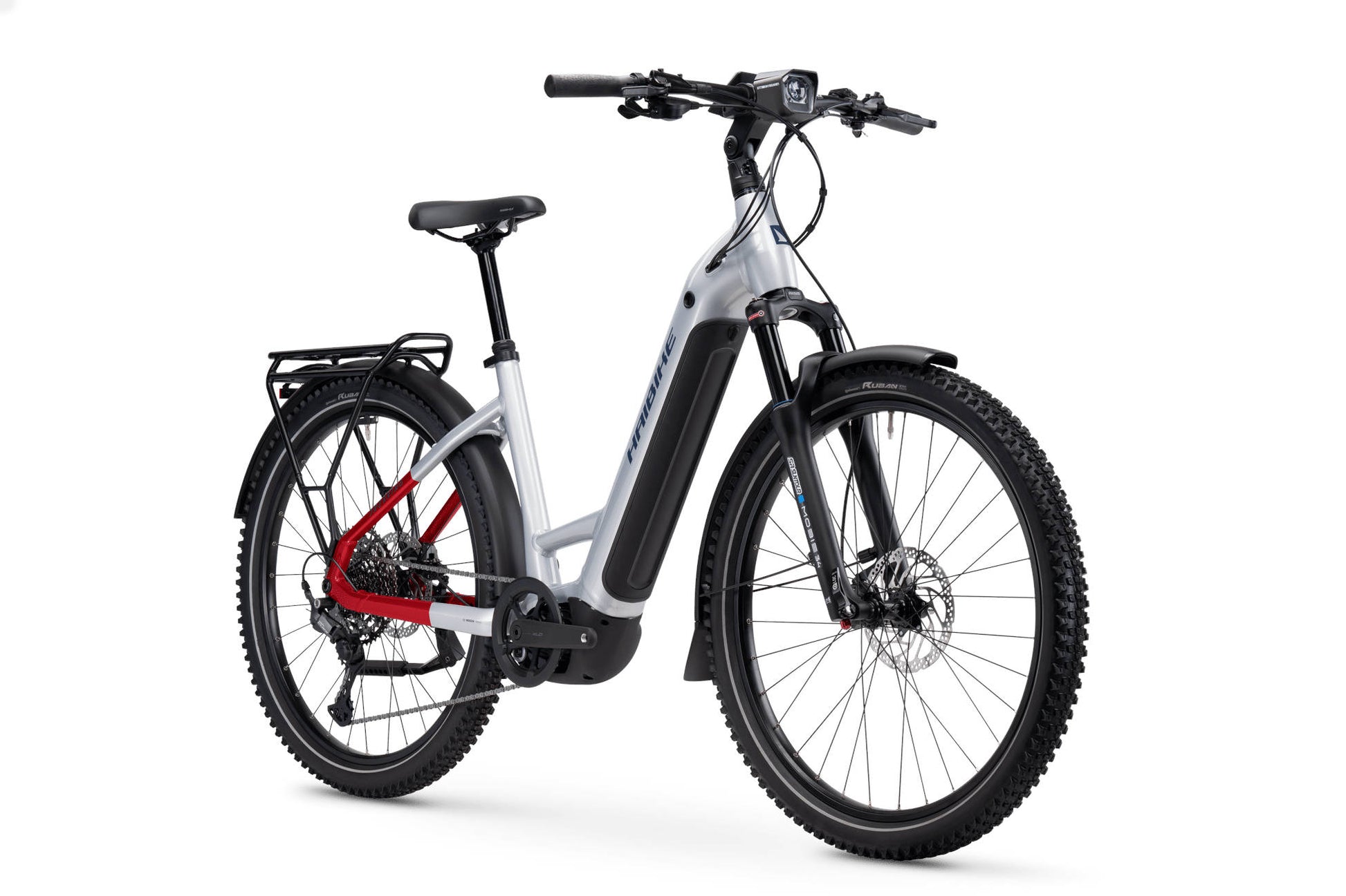 HAIBIKE TREKKING 7 LOW HARDTAIL eMTB BIKE 2025 GLOSS SOFT GREY/RED/BLUE