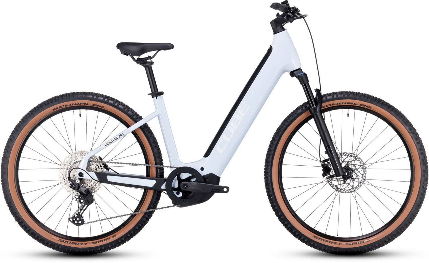 CUBE REACTION HYBRID PRO 750 EASY ENTRY eMTB BIKE 2023 FLASHWHITE ´N´ BLACK