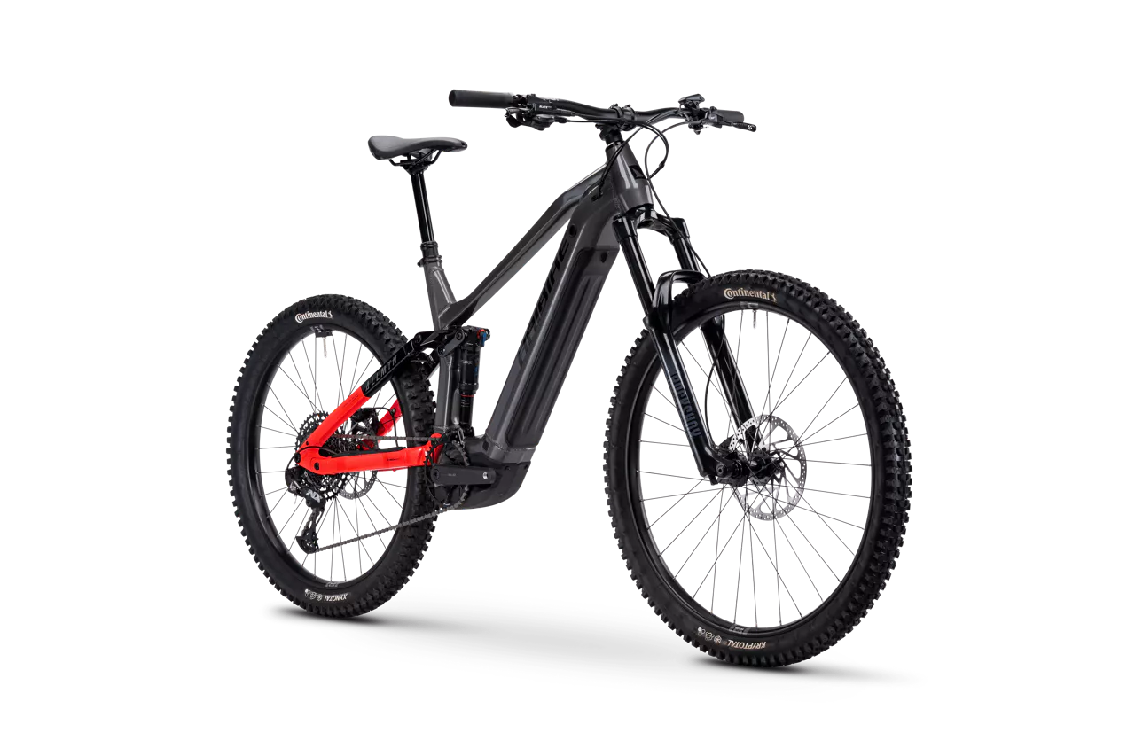 HAIBIKE ALLMTN 4 FULL SUSPENSION eMTB BIKE 2025 GLOSSY SILVER/RED/BLACK