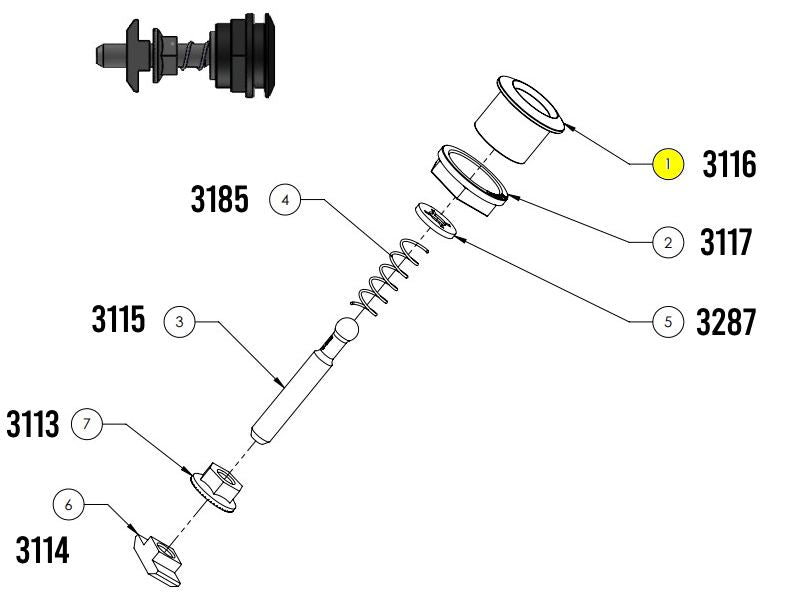 CUBE BATTERY COVER PUSH BUTTON BUTTON 22mm 3116