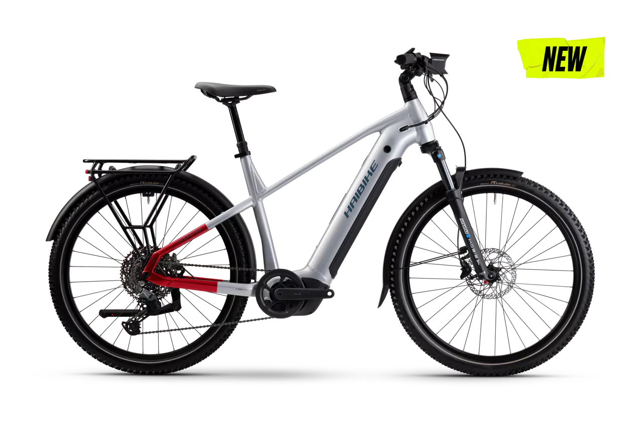 HAIBIKE TREKKING 7 HIGH HARDTAIL eMTB BIKE 2025 GLOSS SOFT GREY/RED/BLUE