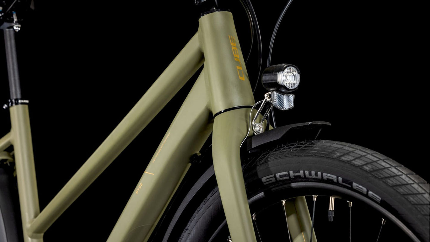 CUBE HYDE PRO FE LADY CITY BIKE 2025 DUSTYOLIVE' N 'GOLD