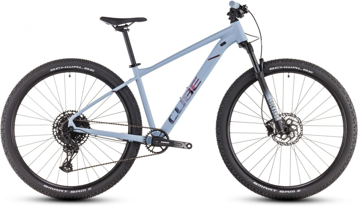 CUBE ATTENTION SLX HARDTAIL MTB BIKE 2025 PIGEONBLUE' N 'RUBYRED