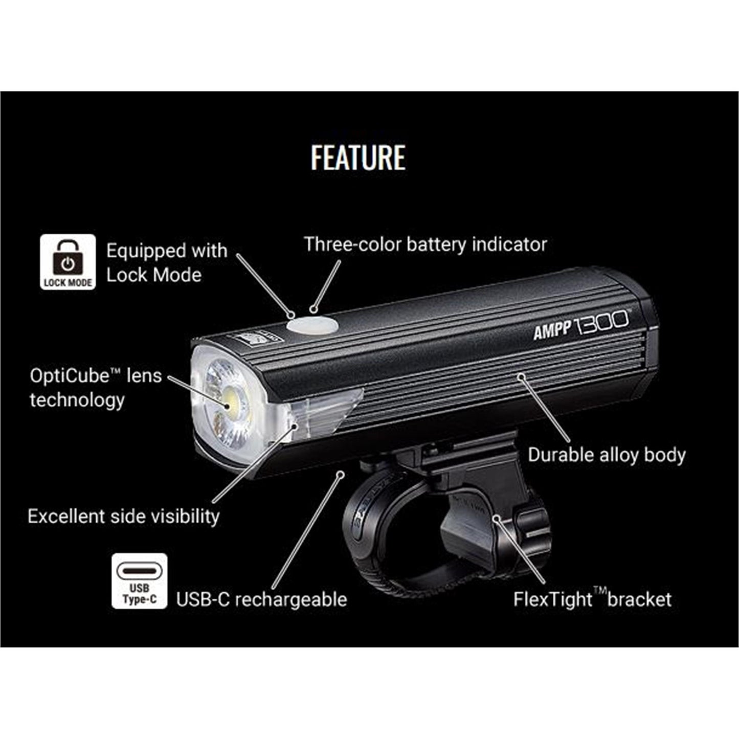 CATEYE AMPP 1300 FRONT BIKE LIGHT