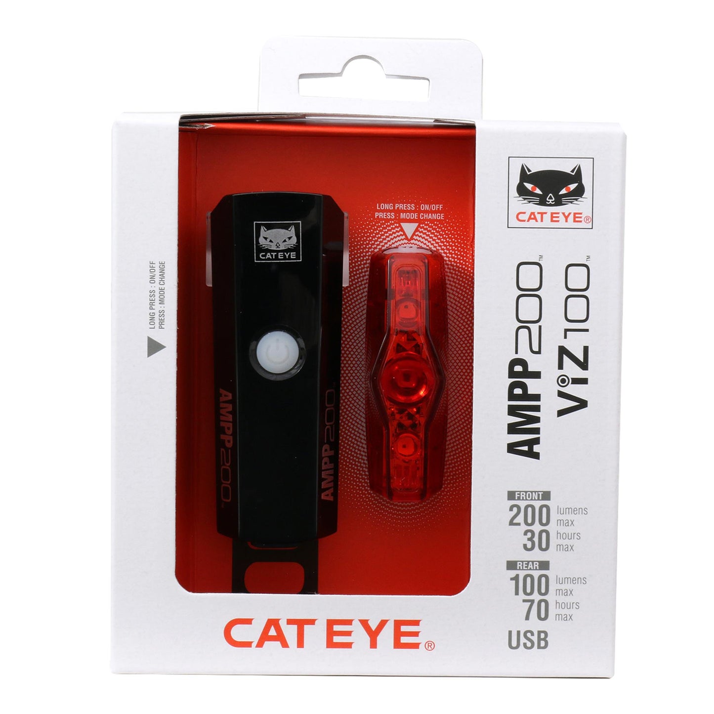 CATEYE AMPP 200 / VIZ 100 BIKE LIGHT SET