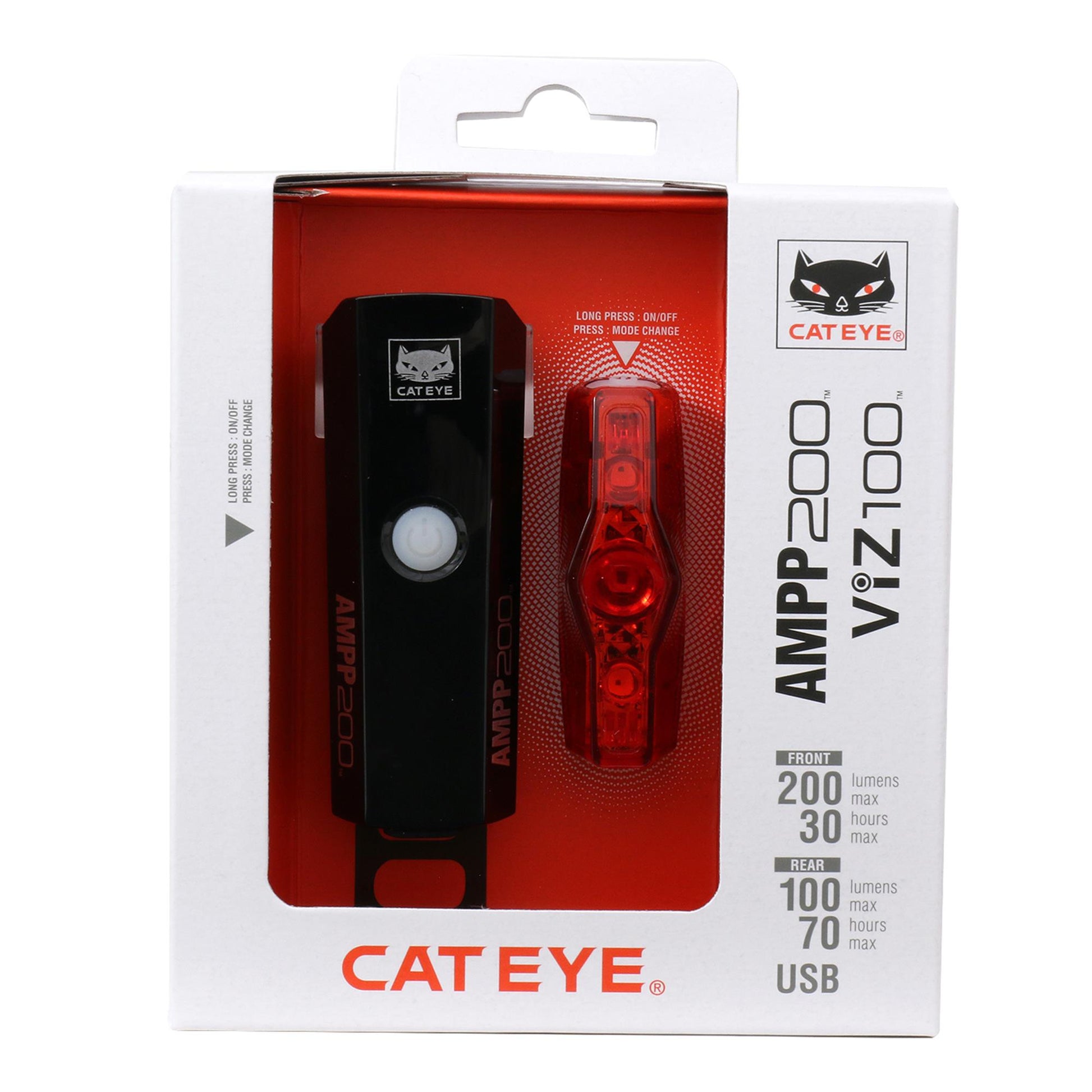 CATEYE AMPP 200 / VIZ 100 BIKE LIGHT SET