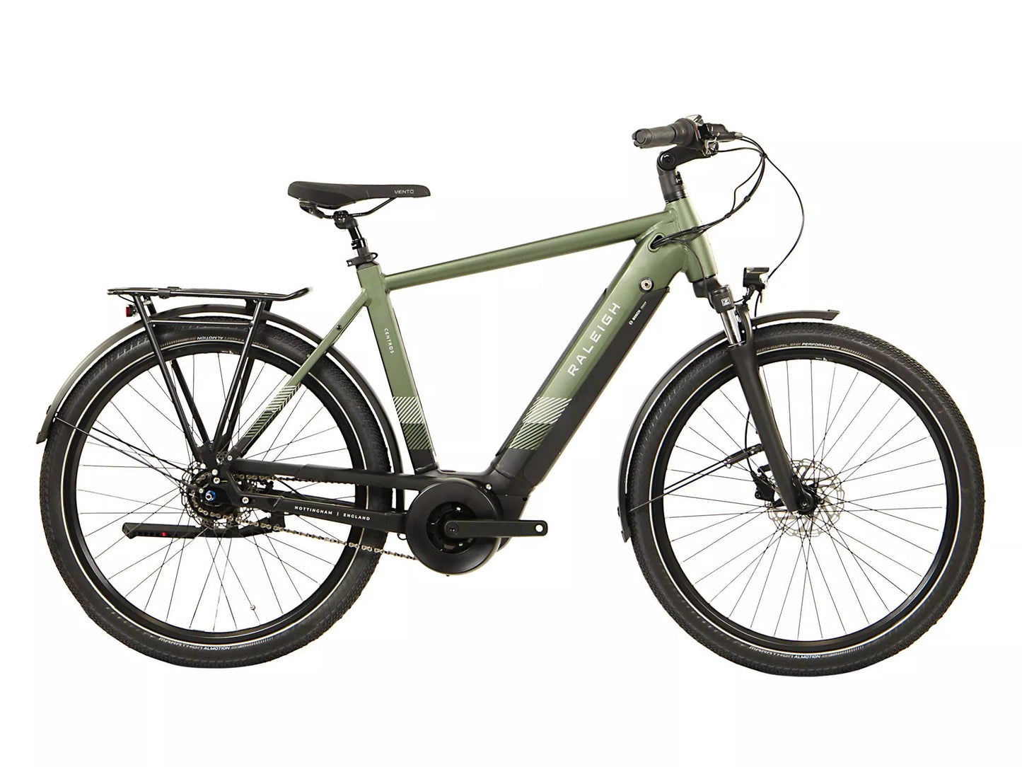 RALEIGH CENTROS CROSS BAR HYBRID eBIKE WITH HUB GEARS KHAKI GREEN