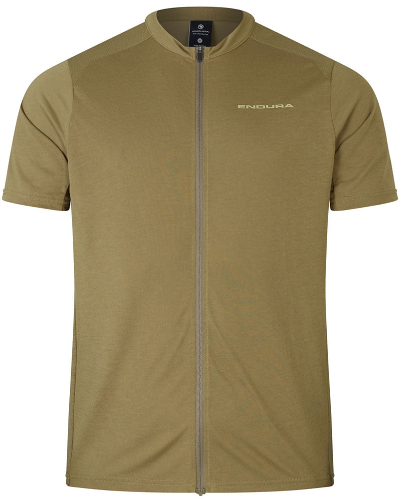 ENDURA MEN'S LOOP S/S ZIPPED JERSEY TWEED GREEN