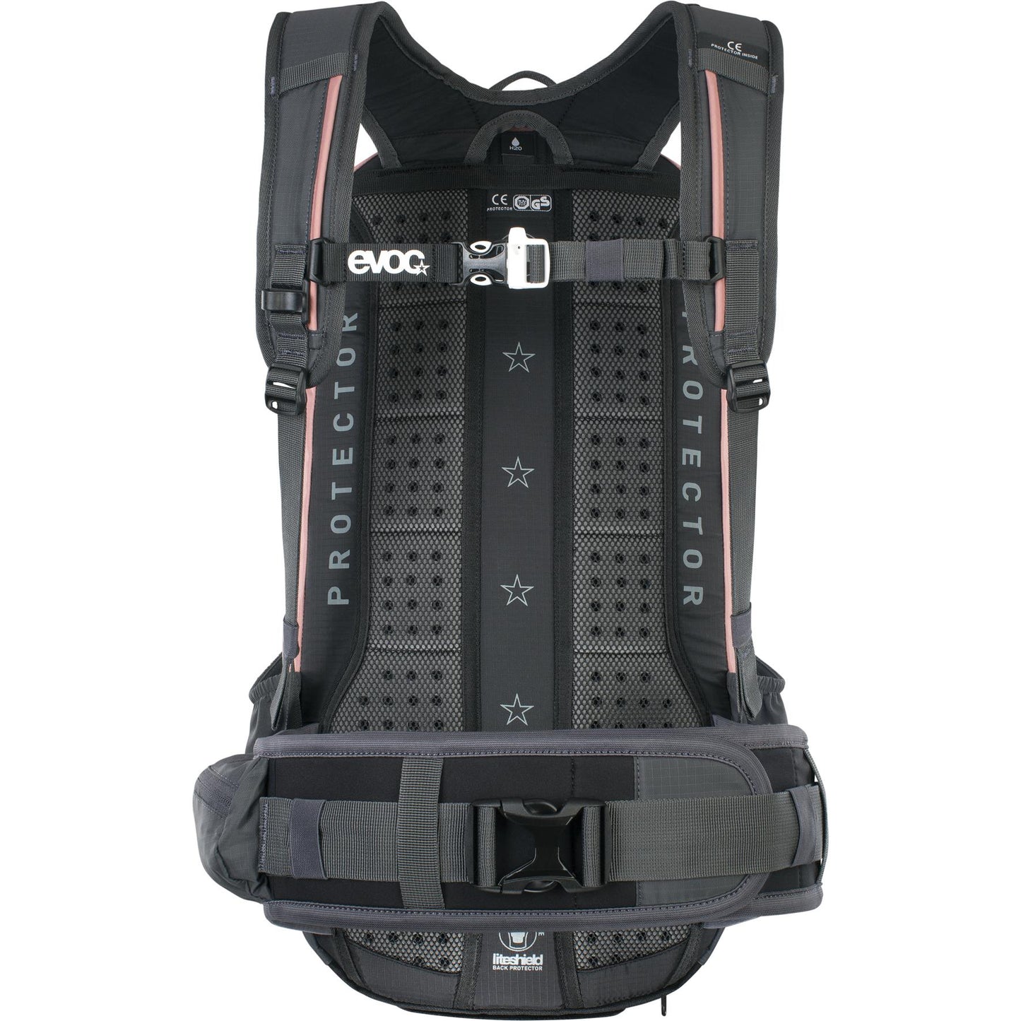 EVOC FR ENDURO PROTECTOR BACKPACK: DUSTY PINK/CARBON GREY