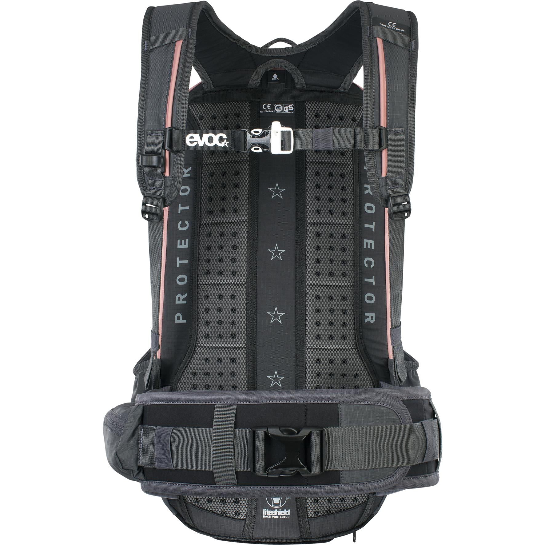 EVOC FR ENDURO PROTECTOR BACKPACK: DUSTY PINK/CARBON GREY