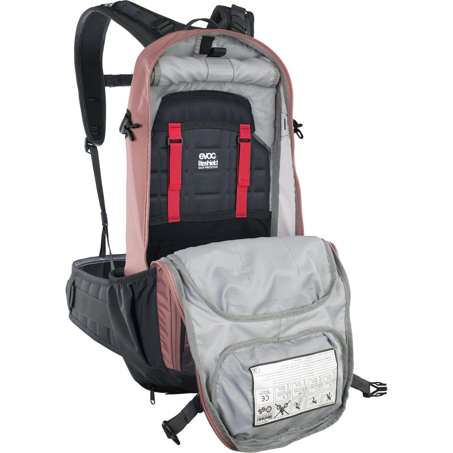 EVOC FR ENDURO PROTECTOR BACKPACK: DUSTY PINK/CARBON GREY
