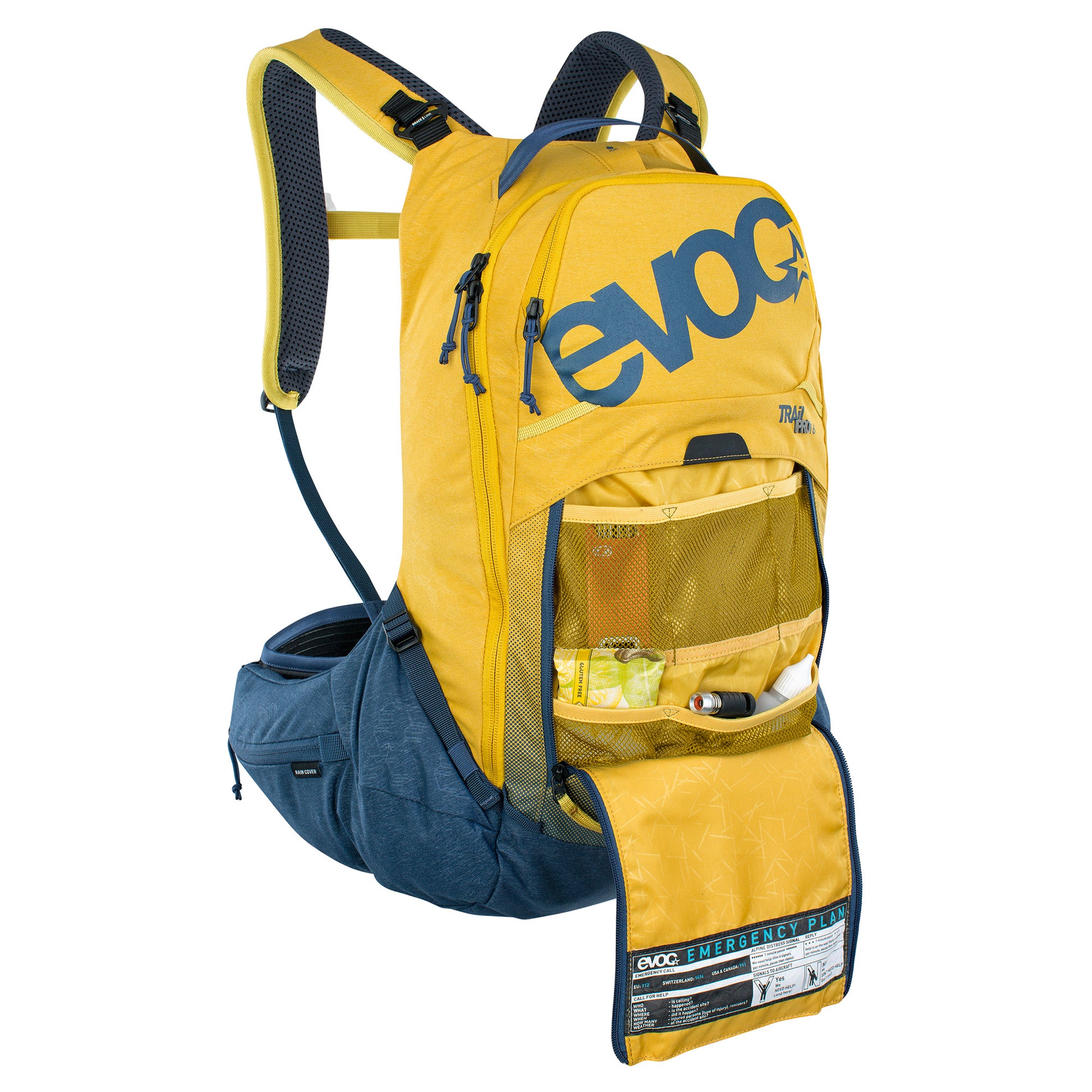 EVOC TRAIL PRO 16L PROTECTOR BACKPACK CURRY/DENIM