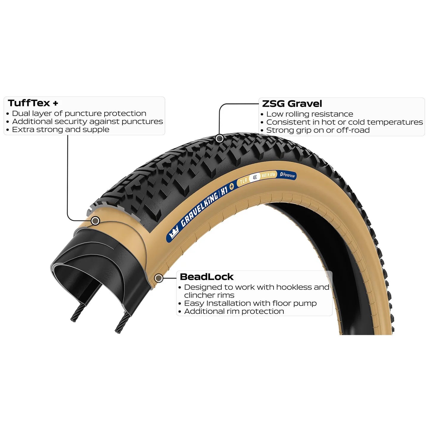 PANARACER GRAVELKING X1 PLUS TLR GRAVEL TYRE BLACK/BLACK