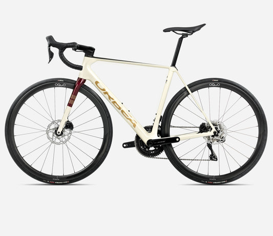 ORBEA ORCA M35i ROAD BIKE 2025 IVORY WHITE-BURGUNDY (GLOSS)-VULCANO (MATT)