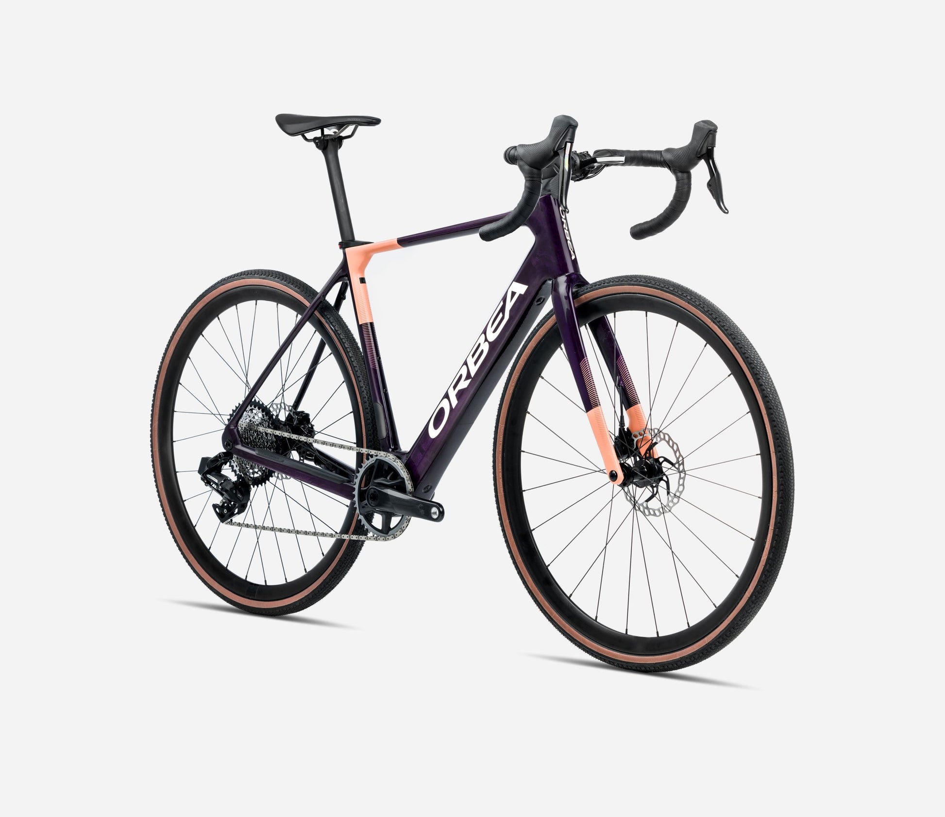 ORBEA GAIN M30 eROAD BIKE 2025 FANTASY PURPLE CARBON VIEW (GLOSS)-ORANGE CLOUD (MATT)