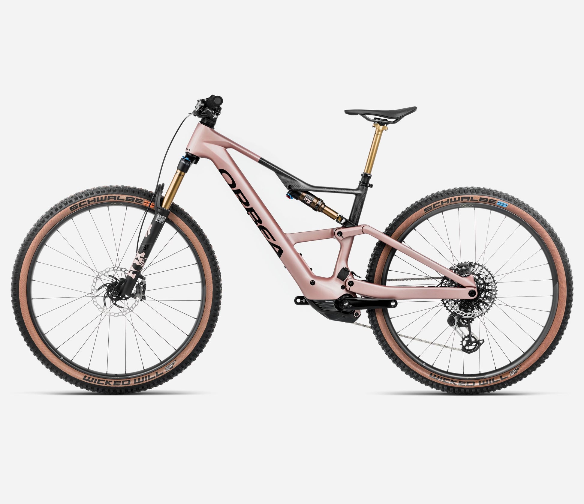 ORBEA RISE SL M20 420Wh FULL SUSPENSION eMTB BIKE 2025 DESERT ROSE - CARBON RAW (MATT)