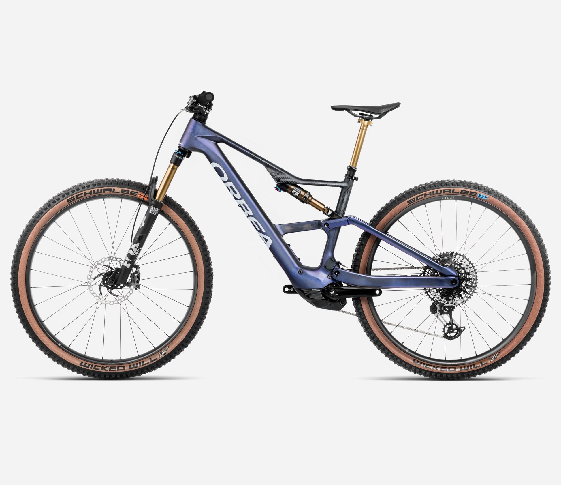 ORBEA RISE SL M20 630Wh FULL SUSPENSION eMTB BIKE 2025 TANZANITE CARBON VIEW - CARBON RAW (MATT)