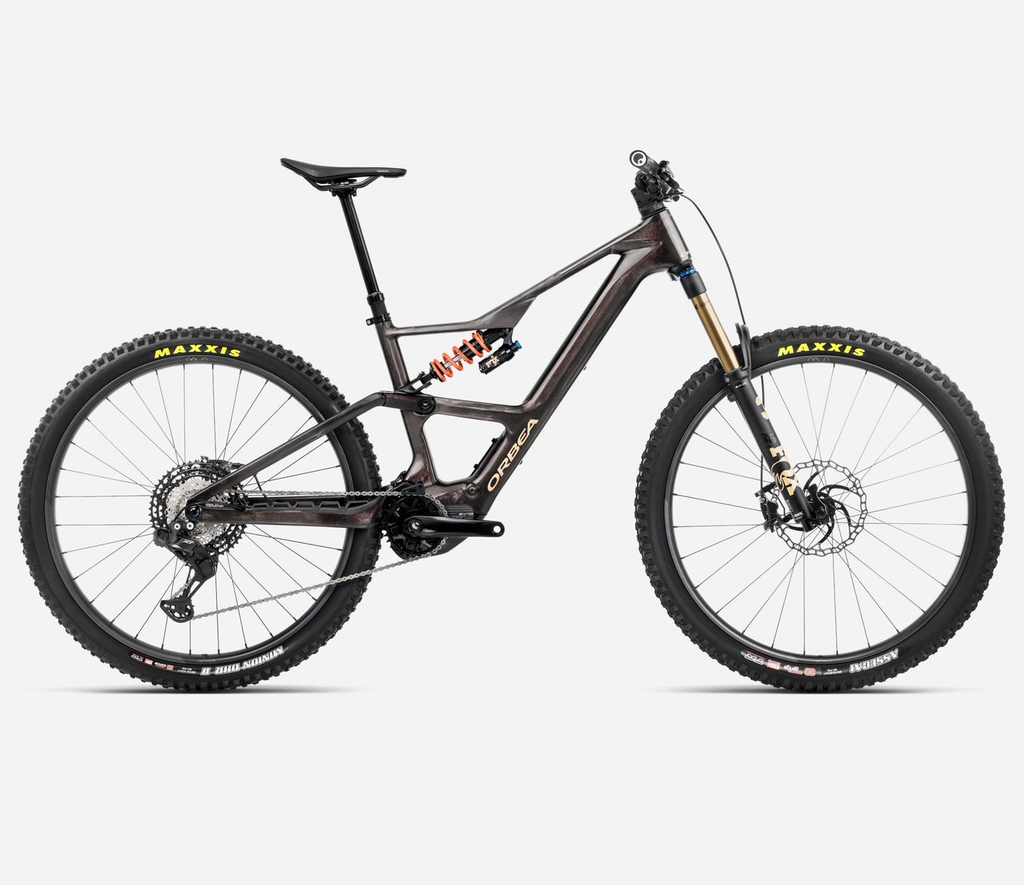 ORBEA RISE LT M-TEAM 420Wh FULL SUSPENSION eMTB BIKE 2025 COSMIC CARBON VIEW - GOLDEN SAND (GLOSS)
