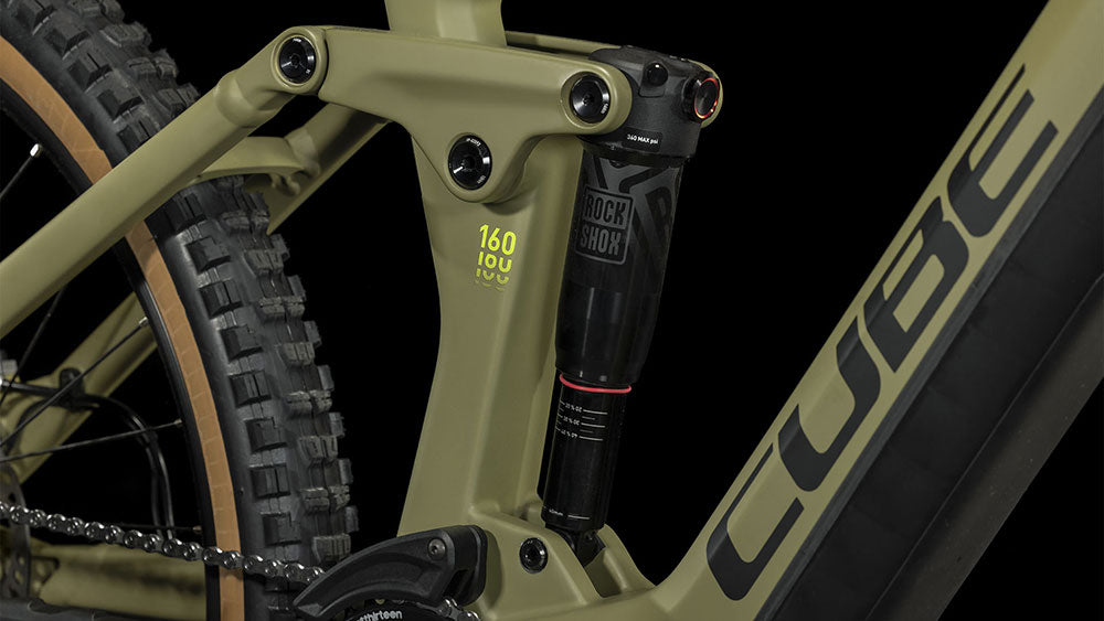 CUBE STEREO HYBRID 160 HPC RACE 750 E-MTB BIKE 2023 - OLIVE' N 'GREEN