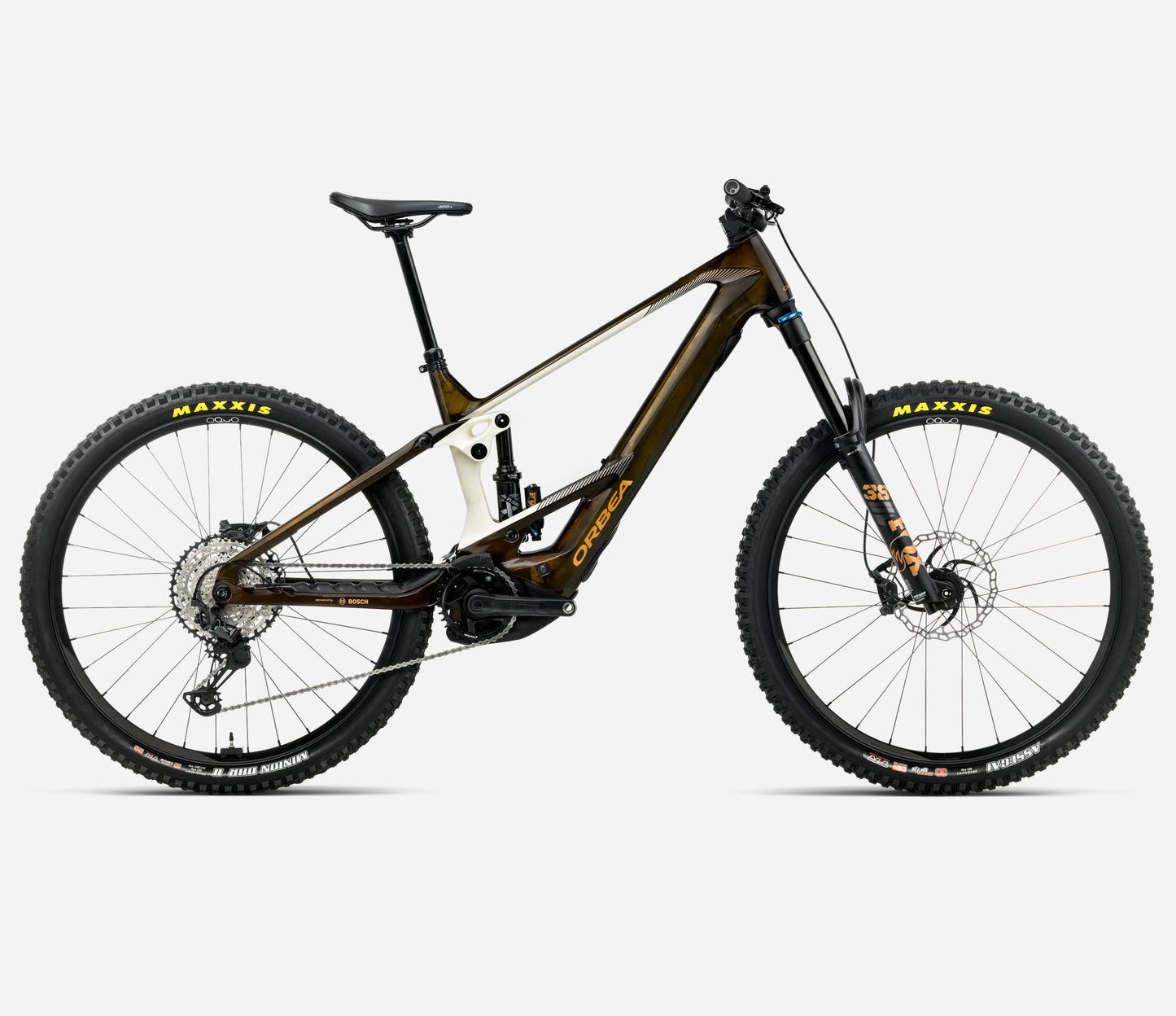 ORBEA WILD M10 FULL SUSPENSION eMTB BIKE 2026 CARAMEL CARBON VIEW (GLOSS) CREAM WHITE (MATT)