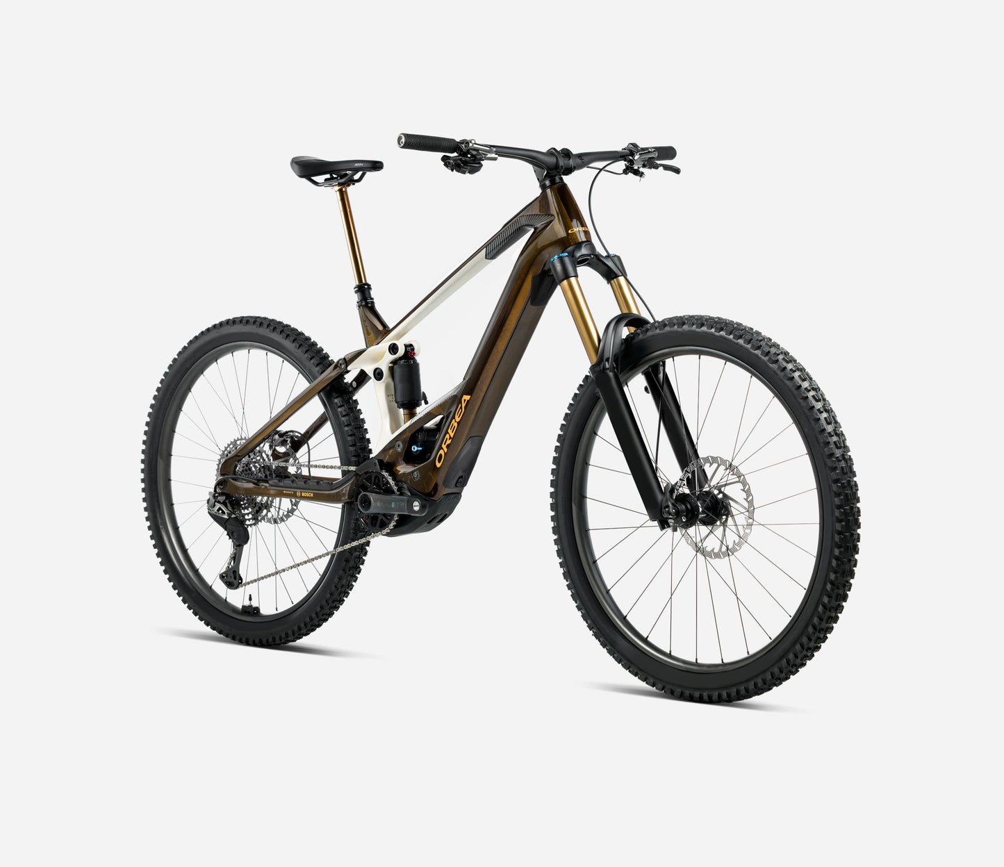 ORBEA WILD M10 FULL SUSPENSION eMTB BIKE 2026 CARAMEL CARBON VIEW (GLOSS) CREAM WHITE (MATT)