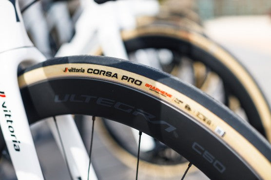 VITTORIA CORSA PRO 28" TUBULAR ROAD BIKE TYRE BLACK/TAN