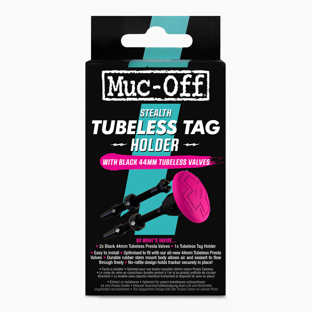 MUC-OFF STEALTH TUBELESS TAG HOLDER & 44MM VALVE KIT