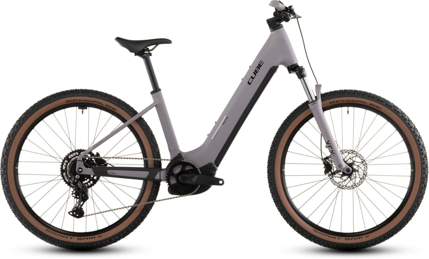 CUBE REACTION HYBRID PERFORMANCE 600 EASY ENTRY eMTB BIKE 2026 PLUMGREY' N 'BLACK