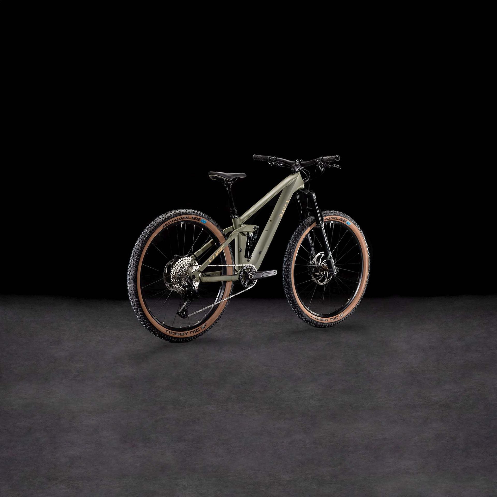CUBE STEREO ONE44 HPC ROOKIE KID'S FS MTB BIKE 2026 DUSTYOLIVE' N 'GOLD